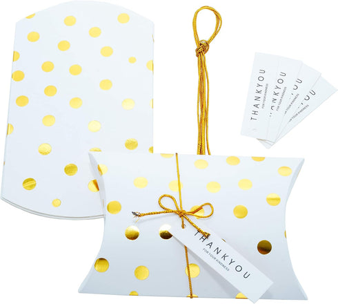 Gold Birthday Party Favors Boxes - Gold Dots Candy Thank You Treat Box Wedding Baby Shower Party Favors Small Gift Packaging Boxes Supplies, 20pc...