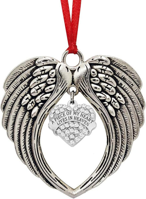 JUPPE Memorial Sympathy Gift - Angel Wings Christmas Ornament Decoration - A Piece of My Heart Lives in Heaven - Bereavement Gift for Loss of Love...