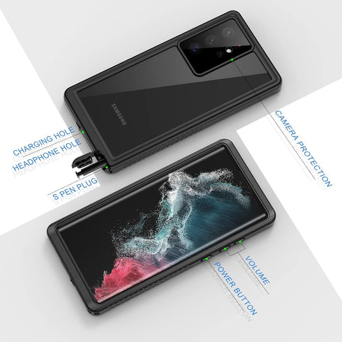 Lanhiem for Samsung Galaxy S22 Ultra Case, IP68 Waterproof Dustproof with Built-in Screen Protector, Heavy Duty Full Body Protective Phone Case fo...