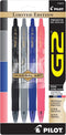 Pilot G2 Retractable Gel Pens, Fine Point, 0.7 mm, Mineral Art Design Barrels, Assorted Ink, Pack Of 4 Pens...