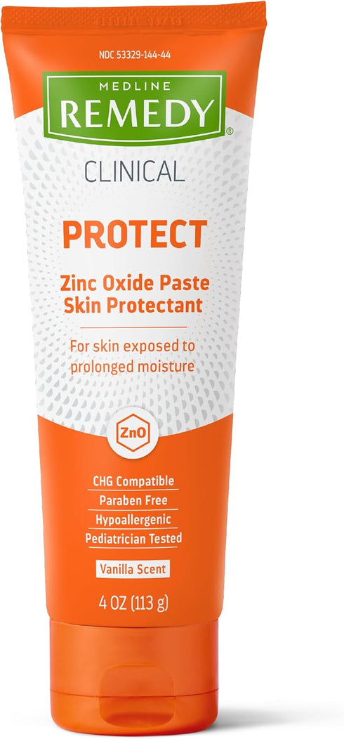 Medline Remedy Clinical Zinc Oxide Paste Skin Protectant (4 oz Tube), Vanilla Scent, Diaper Rash Cream, Incontinence Care, Wetness Protection, Par...