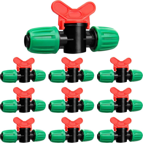10 Pack Drip Irrigation Valve for 1/2 Inch Drip Tubing (1/2" ID x 0.65" OD)?1/2'' In-line Locked Barbed Ball Valve Drip Line Shut Off Valve Parts ...