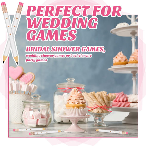 36 Pieces Bridal Shower Pencils Golf Pencils with Erasers Half Pencils Pre Sharpened 4 Inch Wedding Pencils 2 HB Mini Hexagon Pencils for Kids Bab...