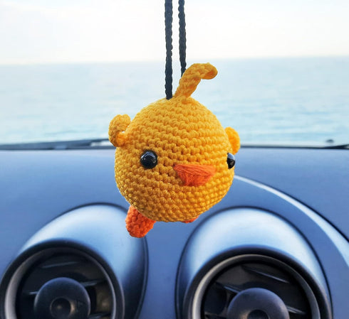 Cute Molang Crochet Car Rear View Mirror Hanging Decorations, Handmade Car Mirror Holder Accessories, Bag Ornament....