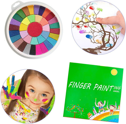 36 Colors Funny Finger Painting Kit and Book, Magic Paint Set for Kids, Non Toxic & Washable Paint Set , 9" Large Ink Pad, Watercolor Painting Boo...