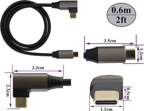 90 Degree USB C to USB C 3.1 Gen 2 Cable USB Right Angle 3.1 Type C Male to Male Extension Cable Fast Charging Compatible for Google Pixel 3XL,Sam...