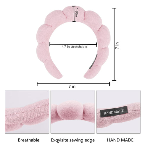 Spa Makeup Headband for Washing Face, Sponge Skincare Face Wash headbands for Women Girls - Bubble Soft Terry Towel Cloth Hair Band for Skincare M...