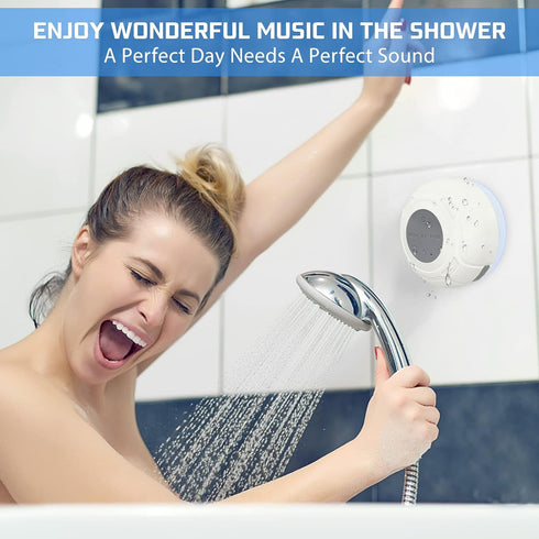 Waterproof Bluetooth Shower Speaker Portable Wireless Water-Resistant Speaker Suction Cup,Built-in Mic Gifts for Kids Speakerphone for iPhone Phon...