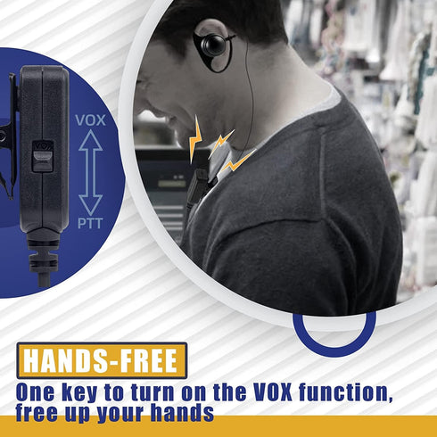 Retevis Walkie Talkie Earpiece with VOX, Hands Free, Coil Design, D Shaped, for RT22 RT68 RT21 H-777 RT27 RT86 RB68, Compatible with Kenwood pxton...