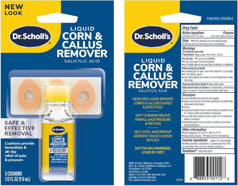 Dr. Scholl's LIQUID CORN & CALLUS REMOVER, 0.33 Ounce // Removes Corns & Calluses Fast with Cushions That Provide Protection Against Shoe Pressure...