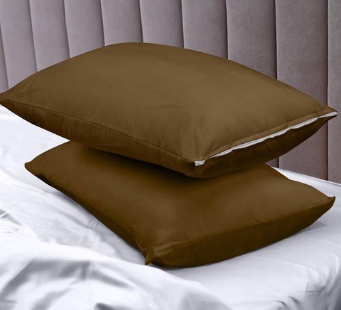 Utopia Bedding Waterproof Pillow Protector Zippered (2 Pack) Standard Mocha – Pillow Encasement 20 x 26 Inches...