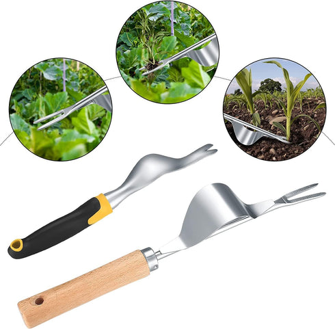 2 Pcs Hand Weeder Puller Tool, Manual Weed Puller Tool Kit, Garden Manual Weeder Removal Tools with V-Shaped Forks, for Garden Yard Lawn Farm Weed...