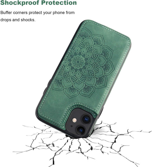 Vaburs Compatible with iPhone 11 Case Wallet with Card Holder, Embossed Mandala Pattern Flower Premium PU Leather Double Magnetic Buttons Flip Sho...