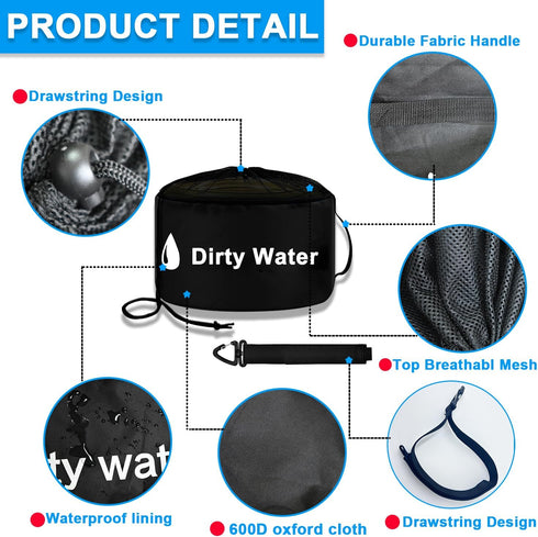 UNXMRFF 1 Pack Black Waterproof RV Hose Storage Bags with Drawstring Mesh Top, RV Utility Bag, Sewer Hose Bag, RV Camper Tools Accessories Bag for...