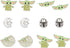 Star Wars The Mandalorian Grogu Baby Yoda 6 Pack Costume Jewelry Stud Earrings Set...