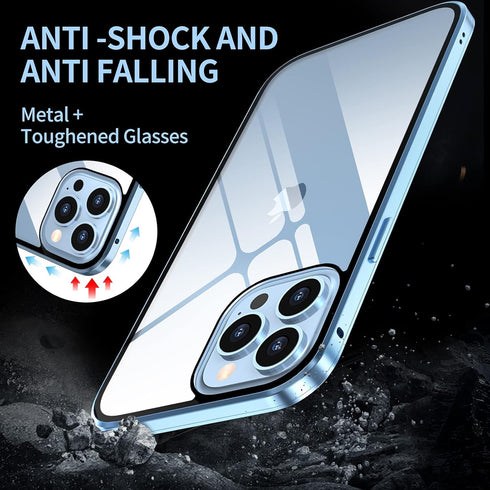 Privacy Magnetic Case for iPhone 12/12 Pro, Anti peep Magnetic Adsorption Cover, Front & Back Tempered Glass 360 Full Screen Covered, Privacy Scre...