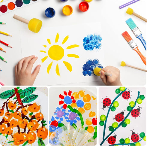 30 Pcs Round Sponges Brush Set, Round Sponge Brushes for Painting, Paint Sponges for Acrylic Painting, Painting Tools for Kids Arts and Crafts (4 ...