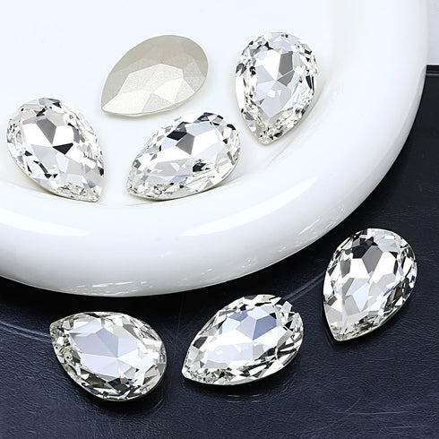 DONGZHOU Teardrop Crystal Rhinestones, Large Rhinestones Glitter Stones Glass Gemstones for Crafts, Jewelry Making, Shoes, Clothes, 30 x 20 mm, 8 ...