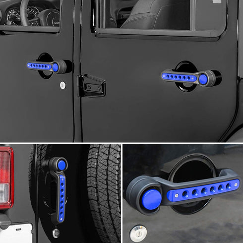 E-cowlboy Grab Handle Inserts Cover+Push Button Knobs Cover Trim for Jeep Wrangler JK JKU Sahara Rubicon Unlimited 2007-2018 Exterior Door Handle ...