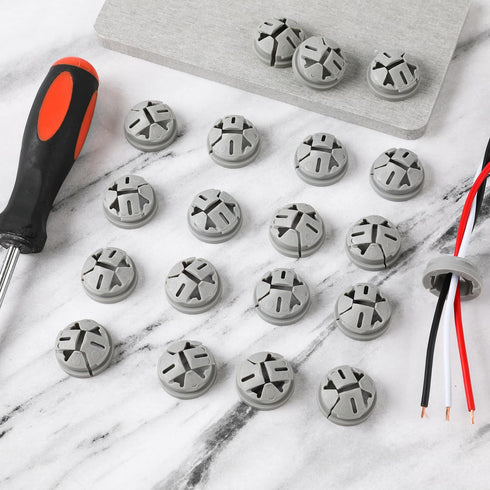 100pcs Push-in Cable Connectors, 3/8 Inch Trade Size Non-Metallic Push In Connector Plastic Electrical Box Wire Inserts Button Push-in NM Cable Co...