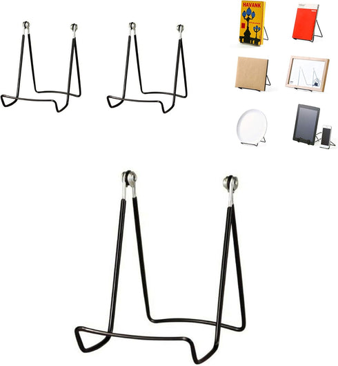 MADE IN USA 2-Pack Sturdy & Durable Adjustable Metal Easels to Display Books, Frames, Comics, Plates & More - Unique on the Market...