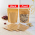 100 PCS Stand Up Pouches, 4 x 6 inch Kraft Paper Food Bags with Clear Window, Reusable Ziplock Food Storage Bags Resealable Pouches for Foods, Cof...