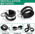 50PCS Cable Clamps with Screws Assortment Kit 7 Sizes—1/8" 3/16" 1/4" 5/16" 3/8" 1/2" 3/4" Stainless Steel Rubber Coated Cushioned Insulated Cable...