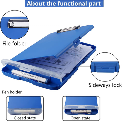 Clipboard a4 Clip File A4 Binder Storage Nursing Clipboard,Heavy Duty Plastic Storage Clipboard with Low Profile Clip,Nursing Clipboard Folder Sid...