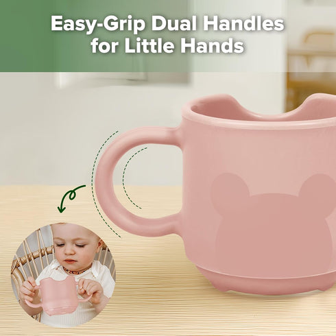 haakaa Silicone Toddler Cups, BPA Free Drop-Proof Training Cups for Baby 6 Months+, 5 Ounce (Blush)...