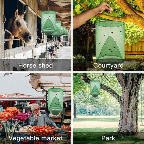 6 Pack Ranch Fly Trap, 2024 New Hanging Fly Catcher, The Most Effective Trap Ever Made with Pots, Cage Catcher for Indoor and Outdoor, Family Farm...