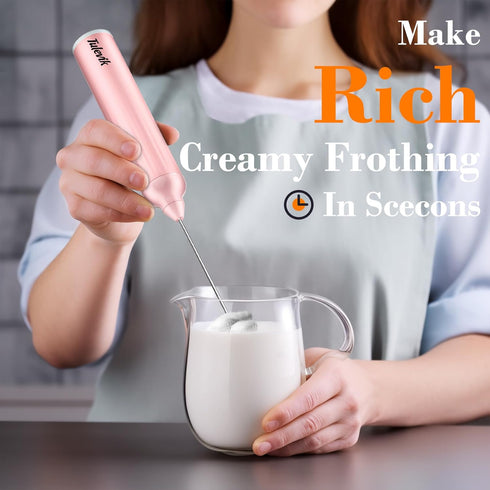 Milk Frother Handheld, Electric Frother Wand With Stand, Coffee Frother With USB Rechargeable 3 Speeds, Mini Frother for Coffee Latte, Cappuccino,...