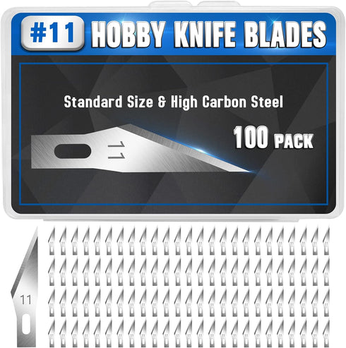 DIYSELF 100 PCS Exacto Knife Blades, SK5 Carbon Steel #11 Exacto Blades Refill Craft Art Knife Replacement Blade with Storage Case for Craft, Hobb...