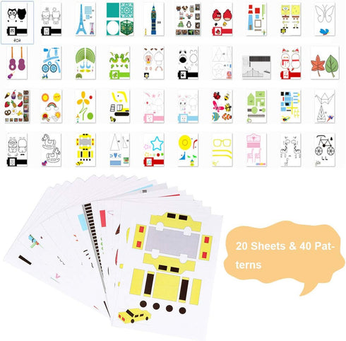 20 Sheets 3D Printer Drawing Molds Paper Stencils for 3D Printing Pen, 40 Patterns and a Clear Plate Set...