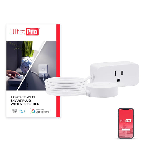 UltraPro Smart Plug WiFi Outlet with Tether, Smart Outlet, Smart Home, Smart Switch, Works with Alexa, Google Home, No Hub Needed, ON/Off Switch, ...
