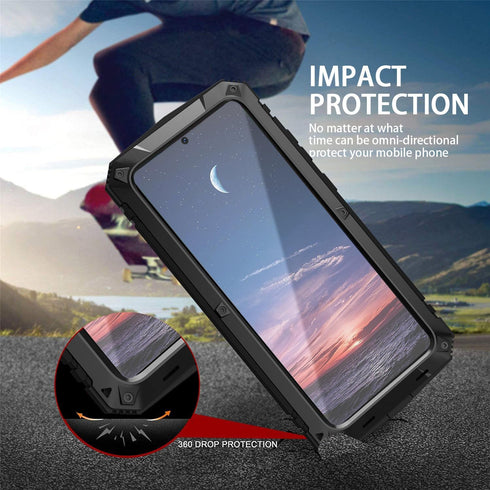 Samsung Galaxy S24 Ultra Metal Case with Kickstand Screen Protector Camera Cover S24 Ultra Sturdy Military Armor Durable Full Body Heavy Duty Shoc...
