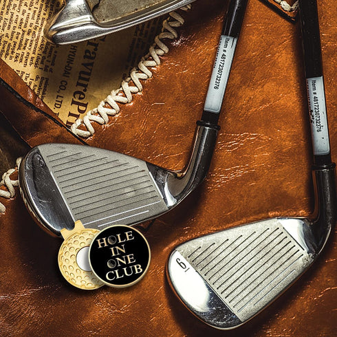 Hole in One Club Black Gold Golf Ball Marker with Hat Clip, Funny Golf Accessories for Men Women, Christmas Father's Day Birthday Gifts for Golf F...