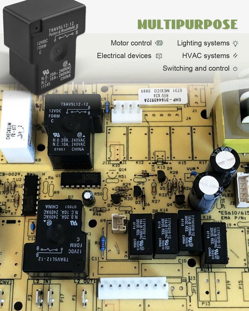 5Pins Relay 12VDC NO-20A NC-10A for Automotive Industrial & Home Automation Black Replace T9AV5L12-12......