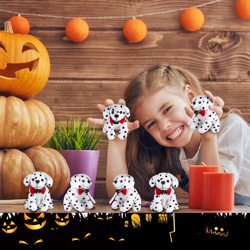 Kathfly 4 Pieces Halloween Plush Toy Dog Dalmatian Stuffed Animal Dalmatian Dog Spotted Stuffed Puppy Cuddly Sitting Stuffed Animal Toy Birthday P...