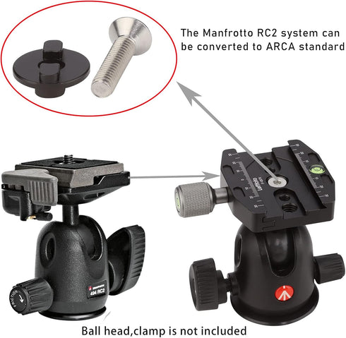 Leftfoto Adapter arca Swiss to manfrotto rc2 Converter Tripod Head Female Male Clamp Replacement for Manfrotto 484, 486, 488, 494, 496, 498, 054 B...