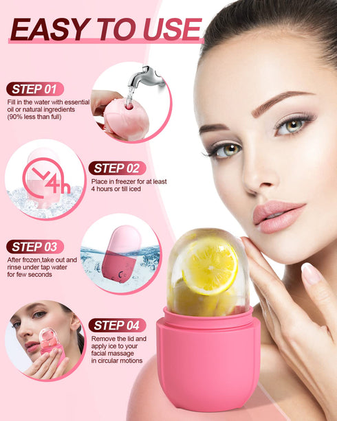 Ice Roller for Face & Eye, Beauty Facial Ice Holder Mold Face Puffiness Relief Massage Skin Care Tools for Brighten Lubricate Shrink Pores Remove ...