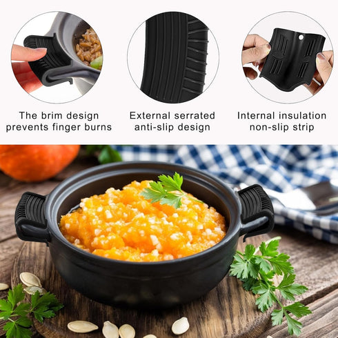 4 Pcs Non-Slip Silicone Hot Handle Holder & Assist Grips, Potholder for Cast Iron Skillets, Heat Resistant Handle Cover Sleeve for Frying Pans, Ca...