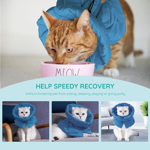 Cat Recovery Collar, Soft Adjustable Cat Cone Alternative, Lightweight Waterproof Fasteners Collars for Cats Kittens Puppies, After Surgery Stop L...