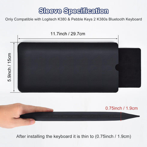 Protective Keyboard Sleeve Case for Logitech K380 & Logitech Pebble 2 & Pebble Keys 2 K380s Bluetooth Keyboard, Logitech K380 PU Leather Travel Sl...