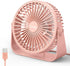 FARADAY USB Desk Fans 5 Inches Portable Table Fans 360° Head Rotation Small Personal Desktop Fan for Home Office, 3 Speeds, Pink...
