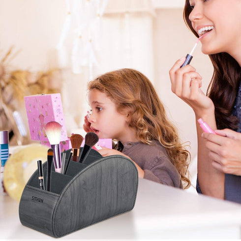 SITHON Remote Control Holder with 5 Compartments - PU Leather Remote Caddy Desktop Organizer Store TV, DVD, Blu-Ray, Media Player, Heater Controll...