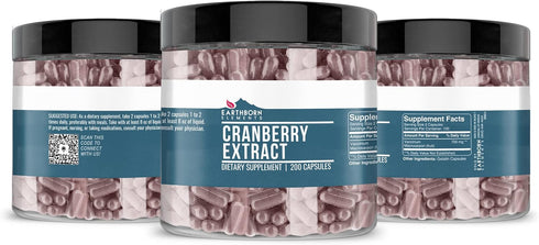 Earthborn Elements Cranberry Extract 200 Capsules, Pure & Undiluted, No Additives...