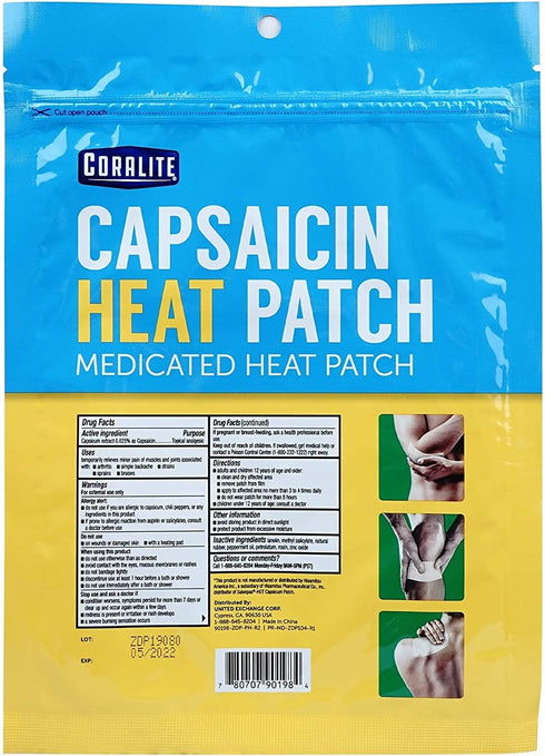 Coralite Capsaicin Patch –Pain Relieving Patch for Muscle Pain Relief, Back Pain, Muscle Soreness and Joint Pain for Larger Areas (pack of 12)...