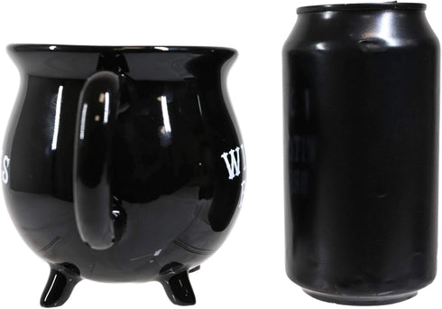 Ebros Wicca Sacred Crescent Moon Witches Brew Black Cauldron Mug Cup 14oz Coffee Tea Drink Cup Mugs...