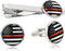 American Flag Tie Bar Clip and Cufflinks Set - Silver Colored Metal Plated - Luxury Clothing Accessories (Thin Red Line)...