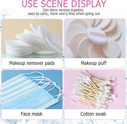 3 Pieces Portable Travel Cotton Pad Holder,Bathroom Vanity Countertop Storage Organizer,Cotton Ball Holder Dispenser,Cosmetic Sponge Storage Box f...